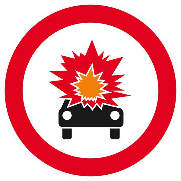 Panneau rigide INTERDIT TRANSPORT PROD. EXPLOSIFS/INFLAmmABLES D.80mm TALIAPLAST - 624287