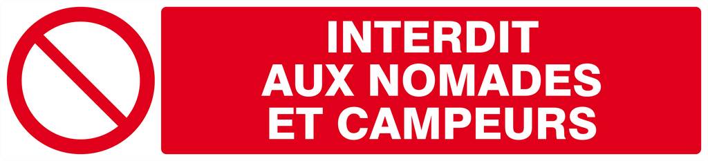 Panneau rigide INTERDIT AUX NOMADES ET CAMPEURS 330x75mm TALIAPLAST - 625211