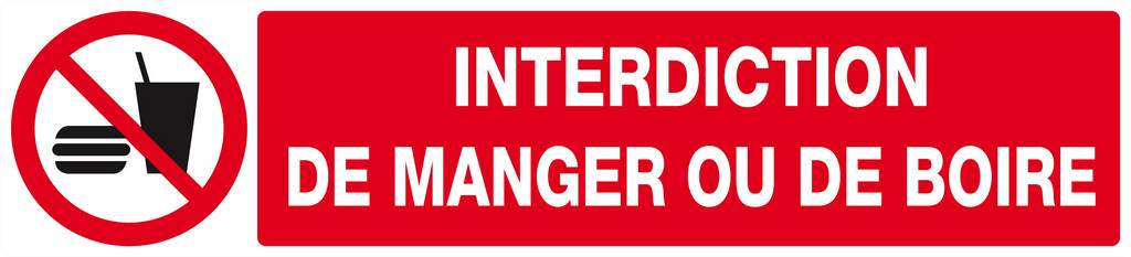 Panneau rigide INTERDICTION DE MANGER OU DE BOIRE 330x75mm TALIAPLAST - 625229