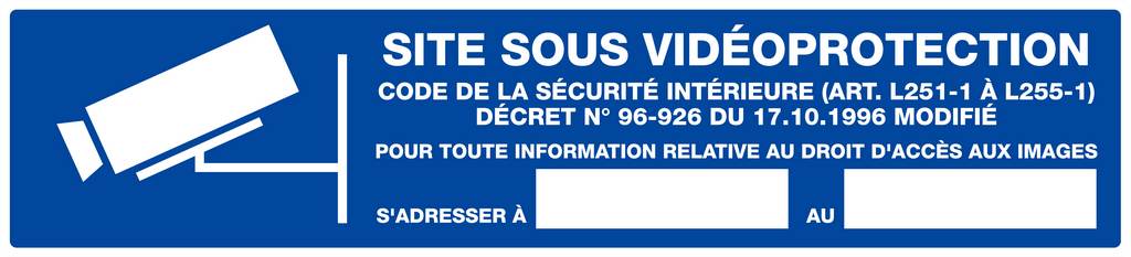 Panneau rigide SITE SOUS VIDEOPROTECTION 330x75mm TALIAPLAST - 625238