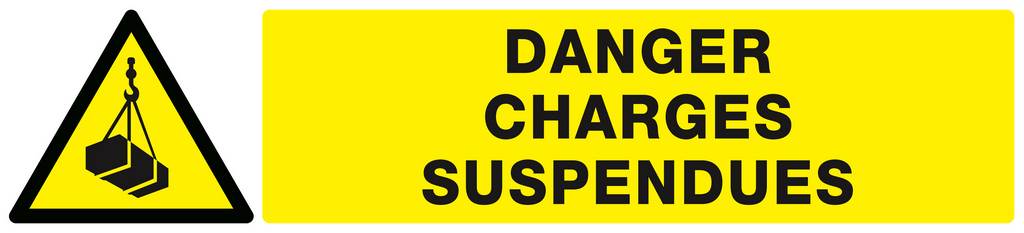 Panneau rigide DANGER, CHARGES SUSPENDUES 330x75mm TALIAPLAST - 625307