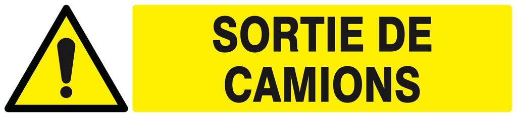 Panneau rigide DANGER SORTIE DE CAMIONS 330x75mm TALIAPLAST - 625319
