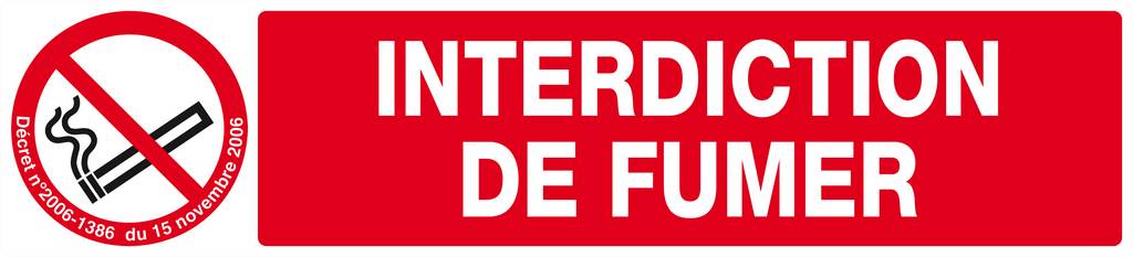 Panneau rigide INTERDICTION DE FUMER (DECRET DU 15/11/2006) 330X75MM TALIAPLAST - 625335