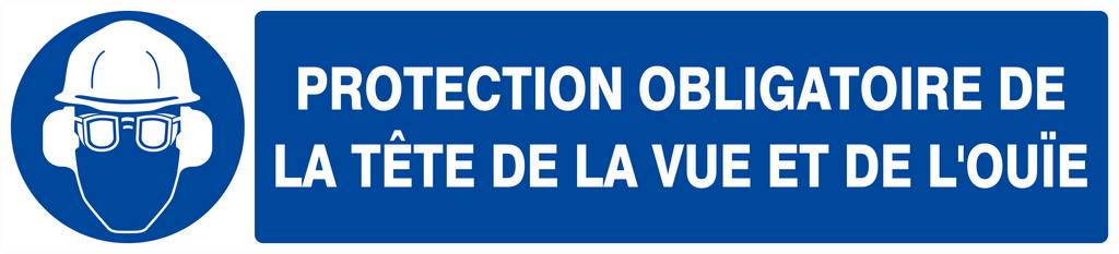 PANNEAU PROTECTION OBLIGATOIRE TETE/VUE/OUIE 330X75MM TALIAPLAST - 625501