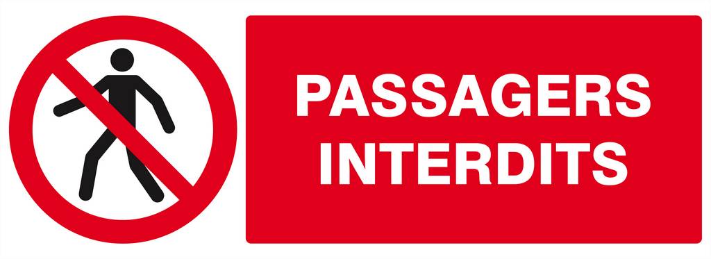 Panneau rigide PASSAGERS INTERDITS 330X120MM TALIAPLAST - 626202