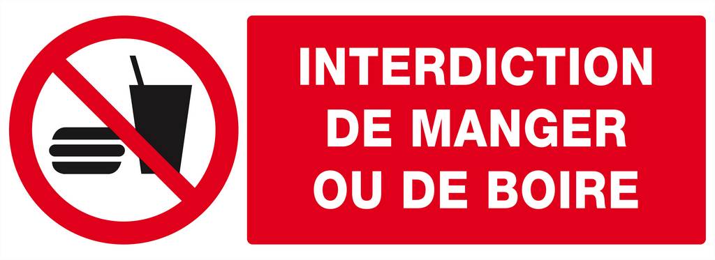 Panneau rigide INTERDICTION DE MANGER OU DE BOIRE 330X120MM TALIAPLAST - 626229