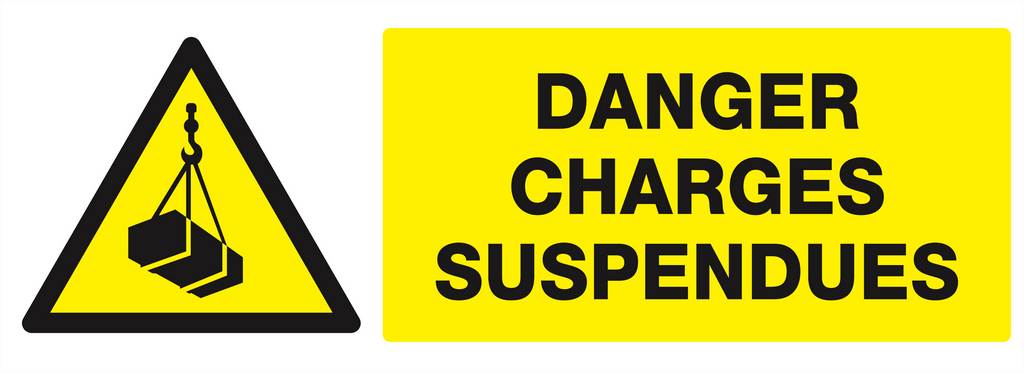 Panneau rigide DANGER, CHARGES SUSPENDUES 330X120MM TALIAPLAST - 626307