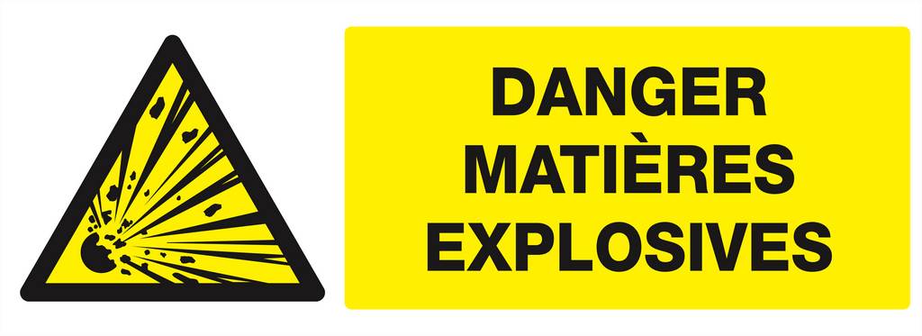 Panneau rigide DANGER, MATIERES EXPLOSIVES 330X120MM TALIAPLAST - 626312