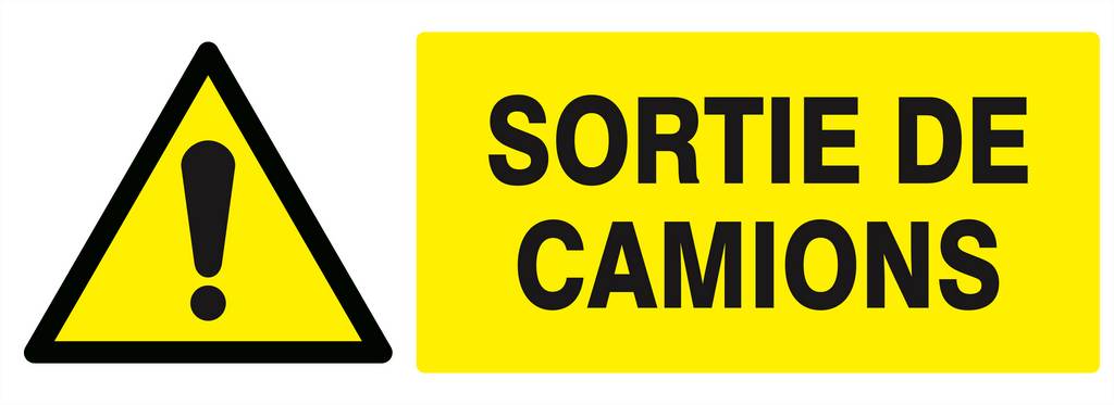 Panneau rigide DANGER SORTIE DE CAMIONS 330X120MM TALIAPLAST - 626319