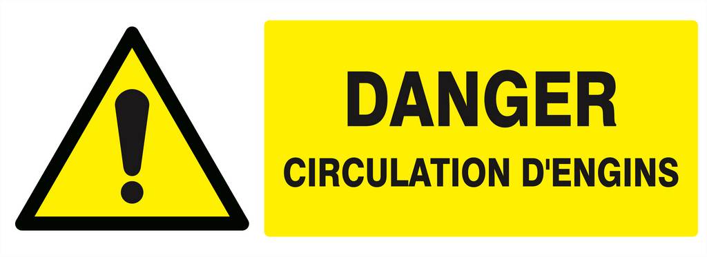 Panneau rigide DANGER CIRCULATION D'ENGINS 330X120MM TALIAPLAST - 626324