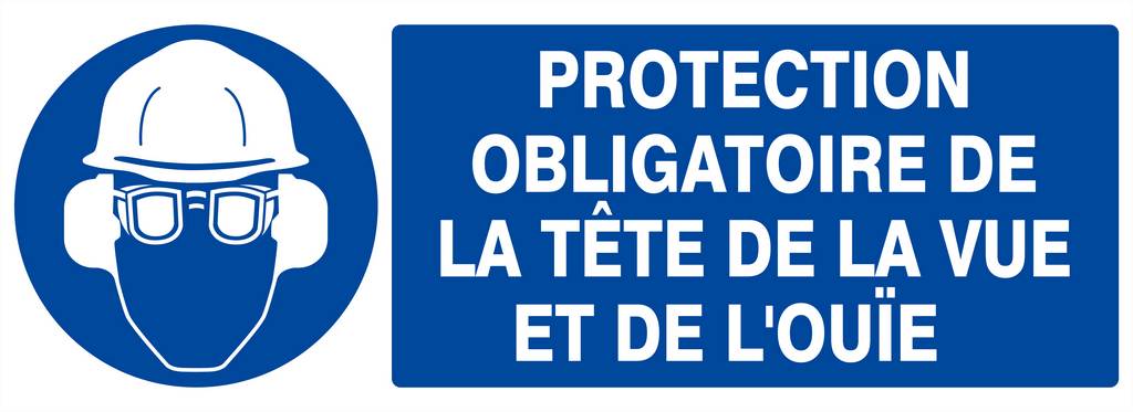 PANNEAU PROTECTION OBLIGATOIRE TETE/VUE/OUIE 330X120MM TALIAPLAST - 626501