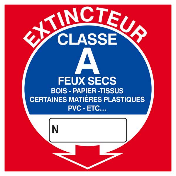 PANNEAU EXTINCTEUR CLASSE A 200X200MM TALIAPLAST - 628114