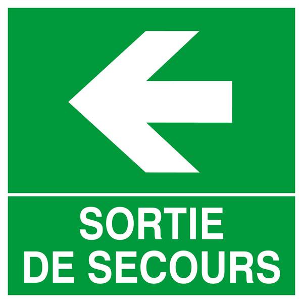PANNEAU SORTIE DE SECOURS FLECHE A GAUCHE 200X200MM TALIAPLAST - 628414