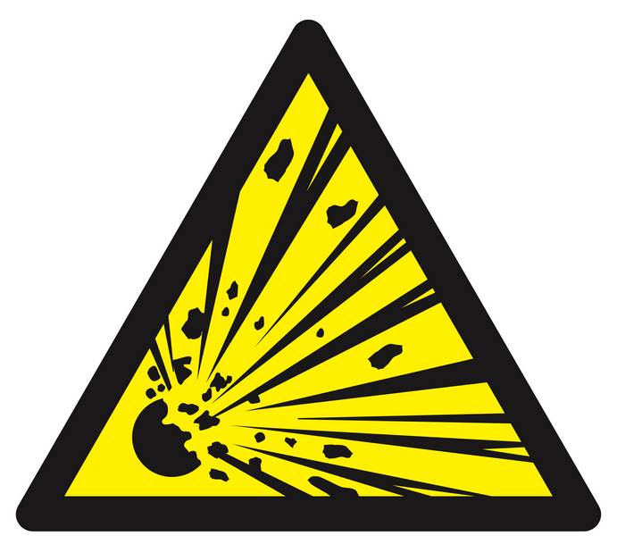Panneau rigide DANGER, MATIERES EXPLOSIVES 300X300X300MM TALIAPLAST - 629318