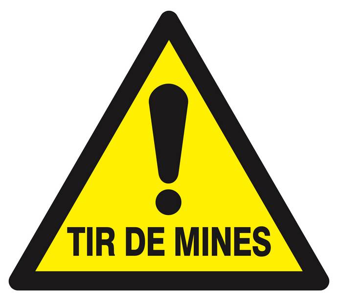 Panneau rigide DANGER TIR DE MINES 300X300X300MM TALIAPLAST - 629333