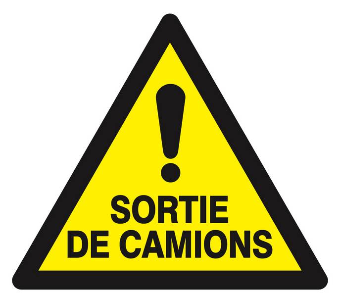 Panneau rigide DANGER SORTIE DE CAMIONS 100X100X100MM TALIAPLAST - 629963
