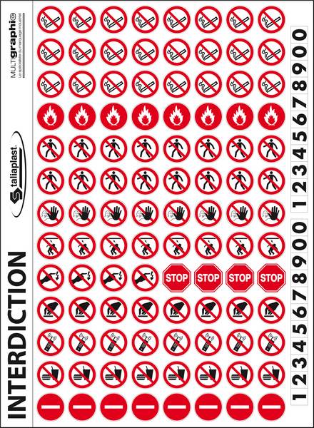PANNEAU PLANCHE PICTOS INTERDICTION 300X220MM TALIAPLAST - 728301