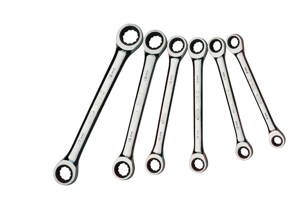 JEU DE 6 CLES POLYGONALES A CLIQUET 8 A 19 MM SAM OUTILLAGE - 106CJ6