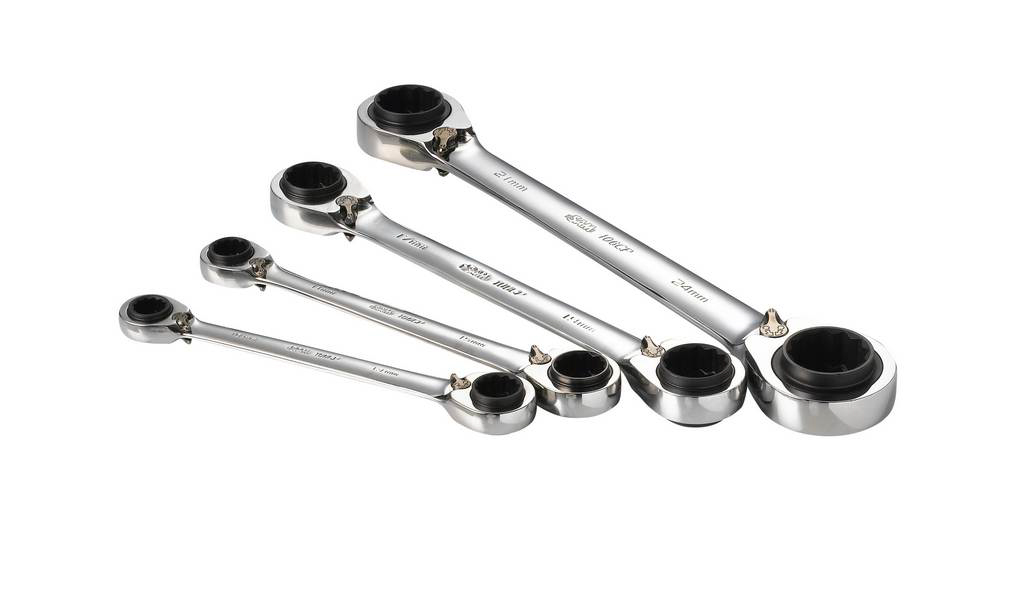 JEU DE 4 CLES POLYGONALES A CLIQUET 4 EN 1 SAM OUTILLAGE - 106CPJ4