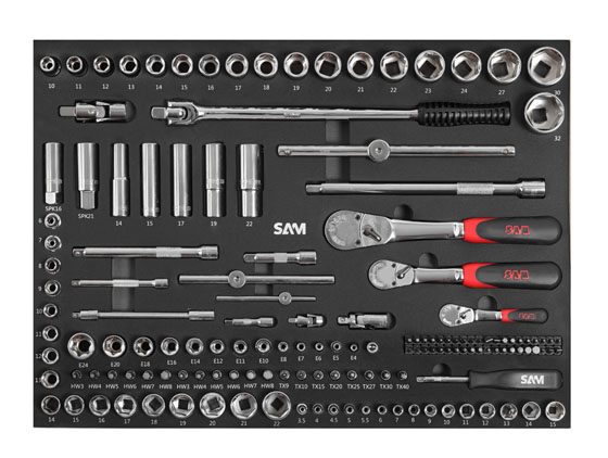 COMPOSITION DE 300 OUTILS SAM OUTILLAGE EN MODULE MOUSSE AVEC SERVANTE CONFORT - 416300PM