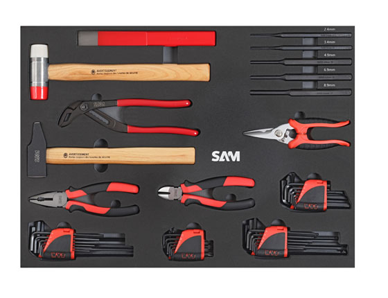 COMPOSITION DE 300 OUTILS SAM OUTILLAGE EN MODULE MOUSSE AVEC SERVANTE CONFORT - 416300PM