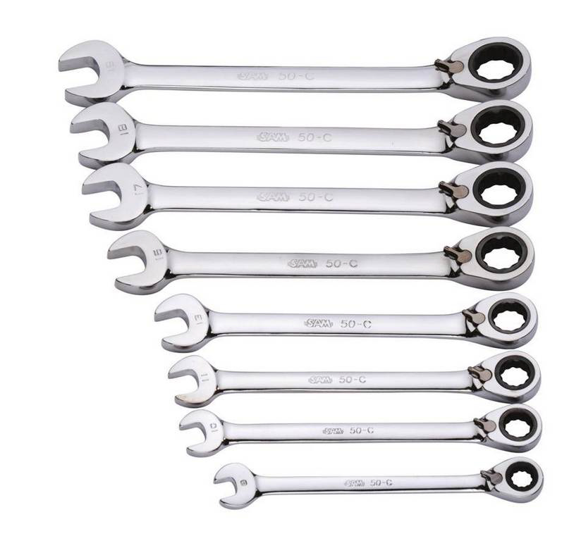 Jeu de 8 clés mixtes à cliquet articulé SAM OUTILLAGE - 50CTJ8