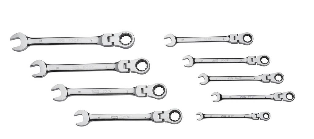 JEU DE 9 CLES MIXTES A CLIQUET ARTICULEES EN MM SAM OUTILLAGE - 50CTJ9