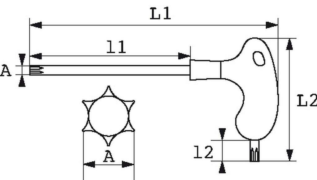 CLE MALE RESISTORX T40X206MM POIGNEE EN L SAM OUTILLAGE - 59PTX40