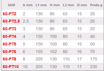 CLE MALE POIGNEE EN L 6 PANS 2 MM - SAMOUTILLAGE - 60-PT2