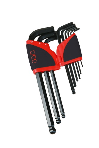 RATELIER 9 CLES MALES SAM OUTILLAGE LONGUES 6 PANS A TETE SPHERIQUE 1,5 A 10 MM - 67-AR9A