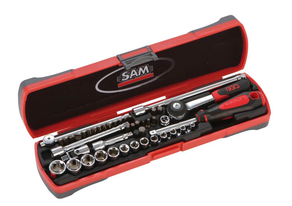 COFFRET BIMATIERE DOUILLES ET ACCESSOIRES 1/4' - 45 OUTILS SAM OUTILLAGE - 73R45