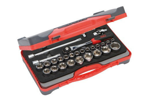 COFFRET SAM OUTILLAGE DE DOUILLES 6 PANS 1/2' ET ACCESSOIRES 28 OUTILS -75-SH28