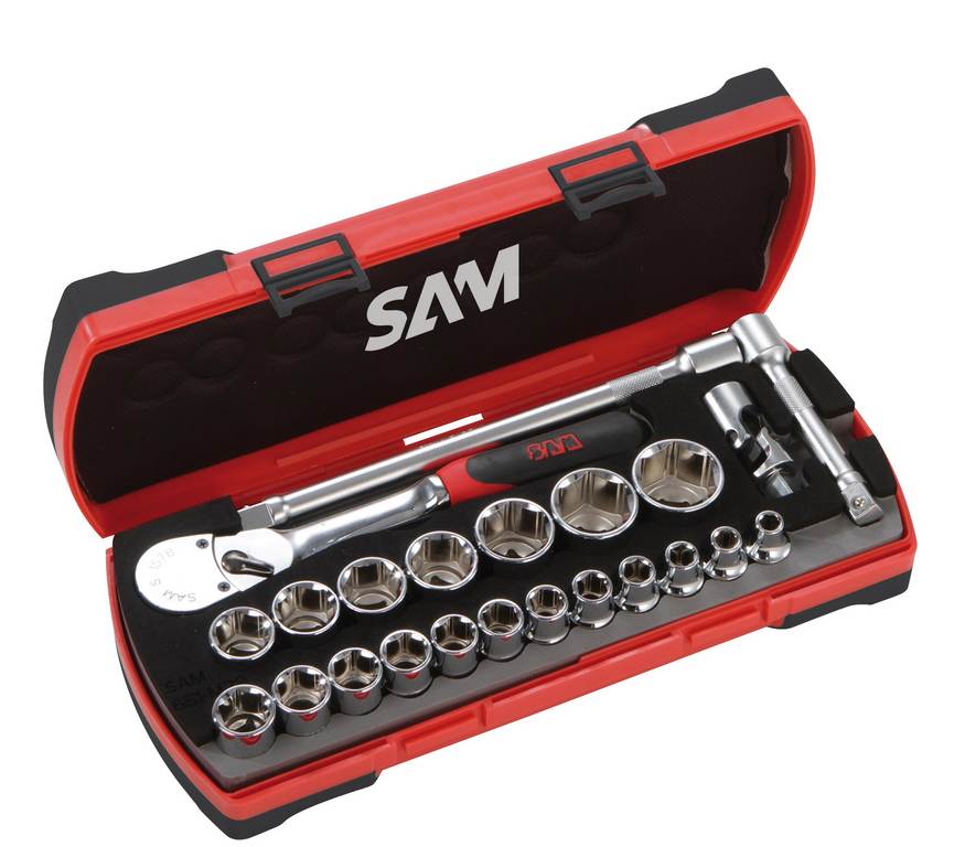 COFFRET DOUILLES ET ACCESSOIRES 1/2 ET CLIQUET 1/2 CHANTIER SAM OUTILLAGE - 75SHC23