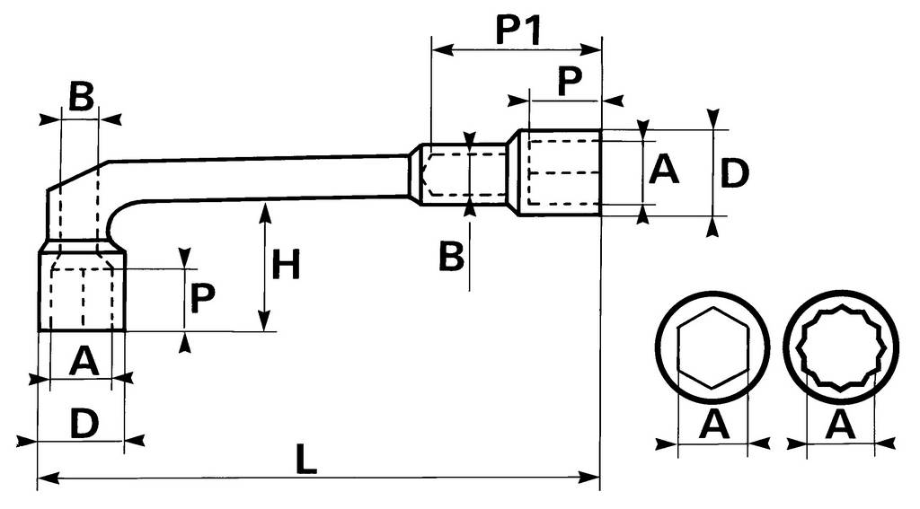 CLE A PIPE DEBOUCHEE 6/6 PANS 25 MM SAM OUTILLAGE - 9425