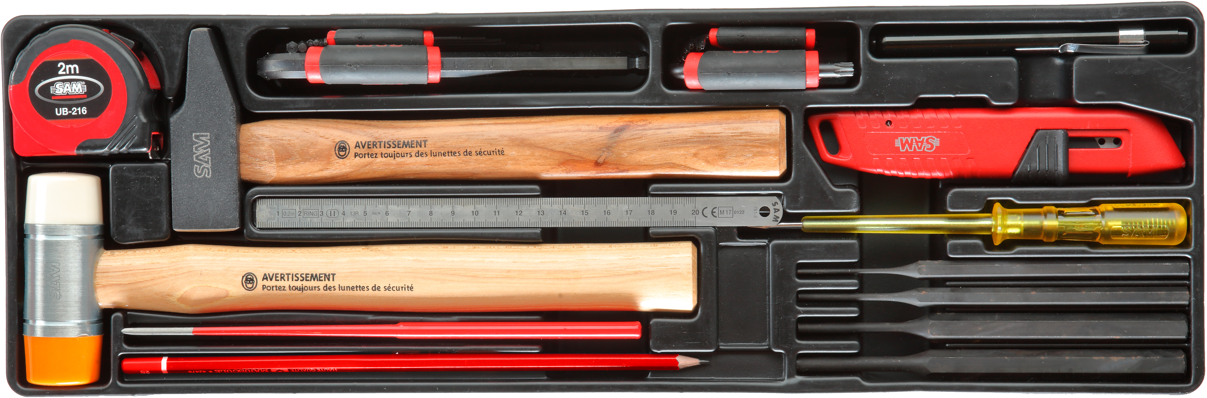 LOT DE 12 COMPOSITIONS DE 113 OUTILS AVEC CAISSE DE MAINTENANCE SAM OUTILLAGE - CP113BOXJ12