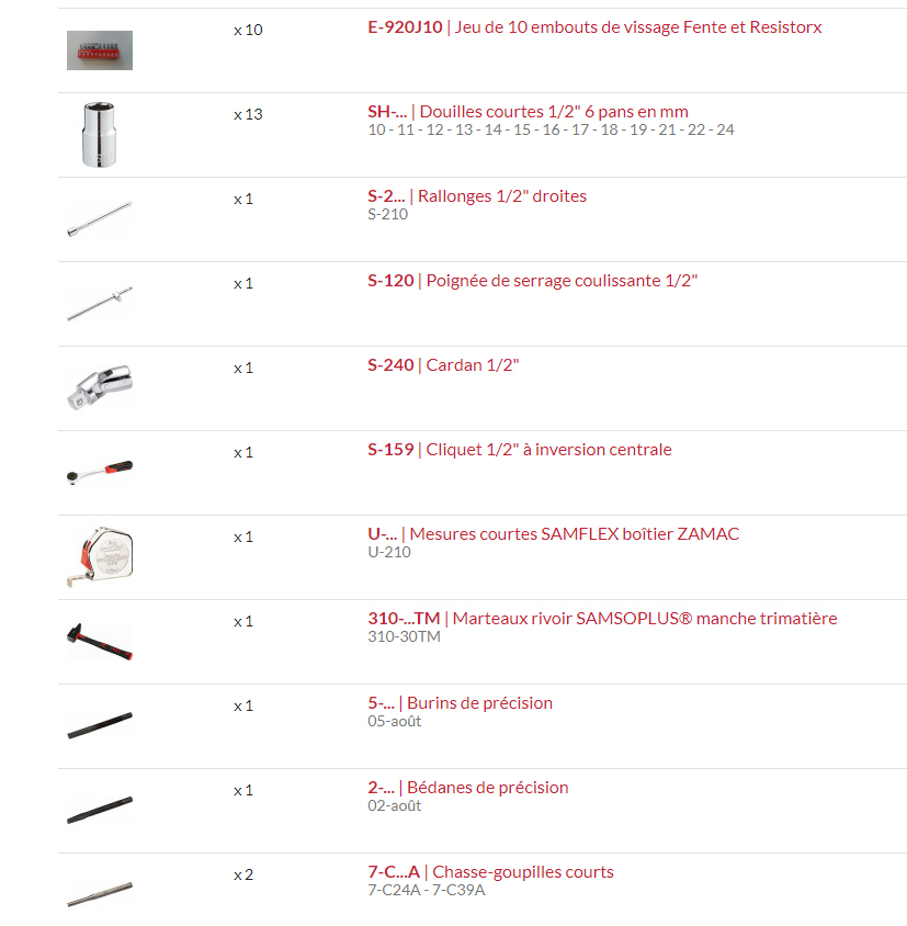 Valise multi outils 145 outils SAM OUTILLAGE - CP146