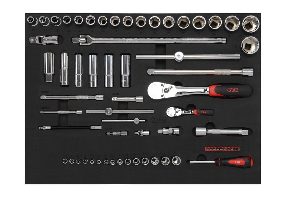 Composition de 135 outils avec servante 5 tiroirs en modules mousse SAM OUTILLAGE - CPP135M4