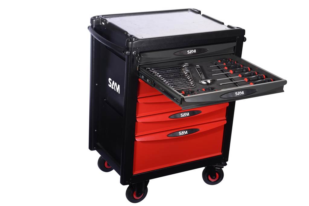 Composition de 135 outils en modules mousse avec servante SAM OUTILLAGE - CPP135M