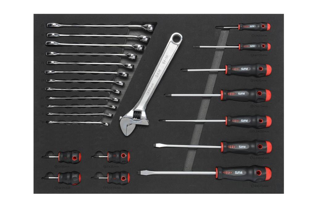 Composition de 135 outils en modules mousse avec servante SAM OUTILLAGE - CPP135M