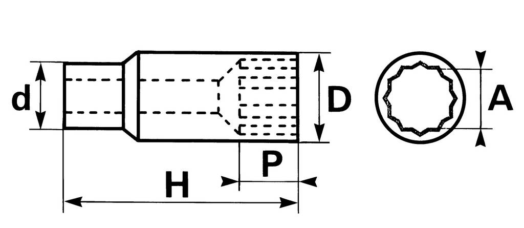DOUILLE 12 PANS LONGUE 3/8 22 MM SAM OUTILLAGE - JL22
