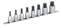 JEU DE 8 DOUILLES SAM OUTILLAGE TOURNEVIS STANDARD 1/2 SUR RACK MONOBLOC, POUR VIS 6 PANS CREUX, EN MM -SC-J8R
