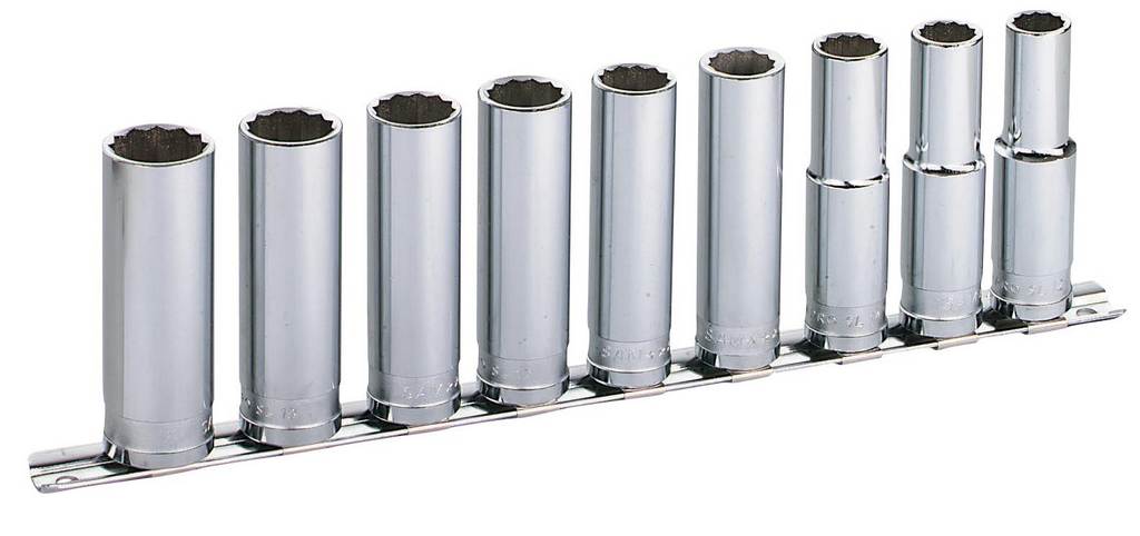 RACK 9 DOUILLES LONGUES 1/2 EN MM SAM OUTILLAGE - SLJ9R