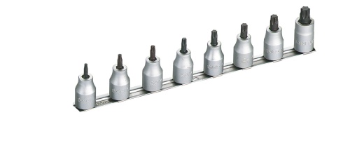 RACK DE 8 DOUILLES SAM OUTILLAGE TOURNEVIS 1/2 TORX COURTE-STJ-8R