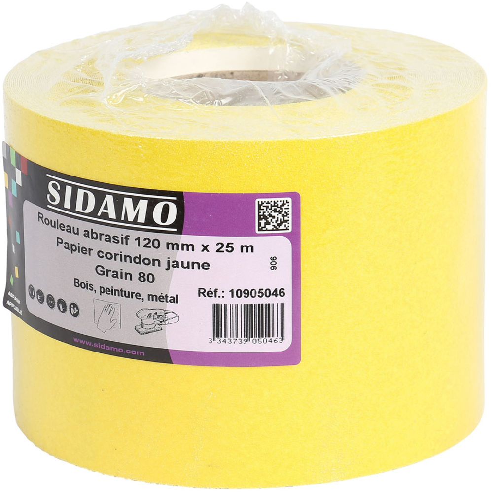 Rouleaux abrasif corindon jaune A 80 pour ponçage et décapage manuel bois et peintures SIDAMO - 10905046