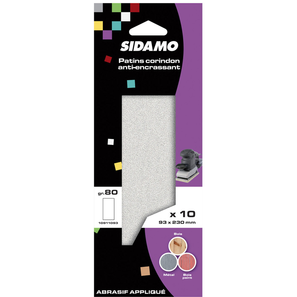 Patin 93 x 230 papier corindon anti-encrassant pour ponçage et décapage à sec SIDAMO - 10911093