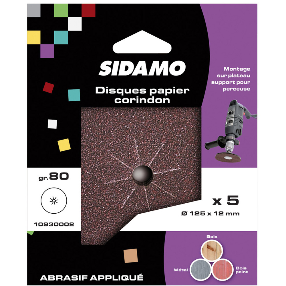 Disque fibre D125 mm corindon pour décapage et ponçage de tous matériaux et métaux SIDAMO - 10930002