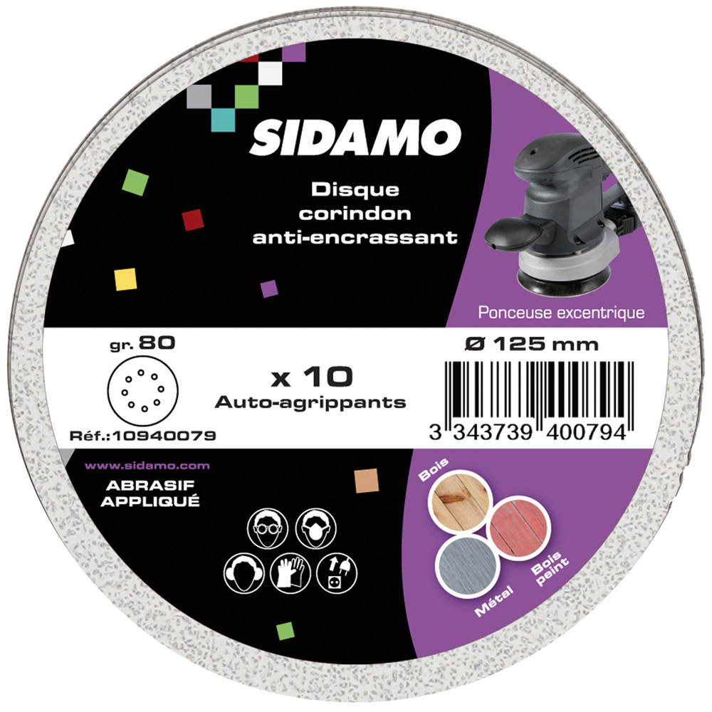 Disque auto-agrip. D125mm corindon anti-encrassant pour ponçage et décapage de matériaux variés SIDAMO - 10940079
