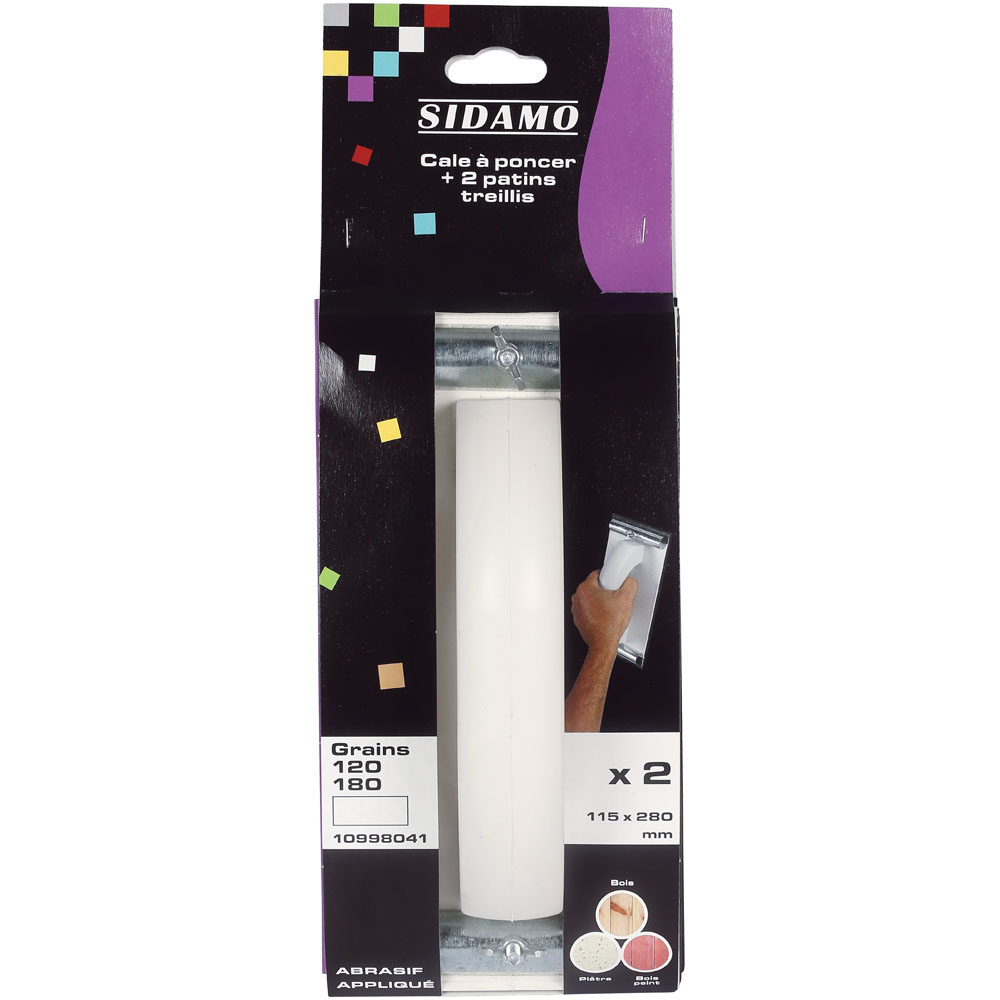 Cale treillis nylon 115x280 avec 2 patins pour ponçage enduits et plâtre finitions bois SIDAMO - 10998041