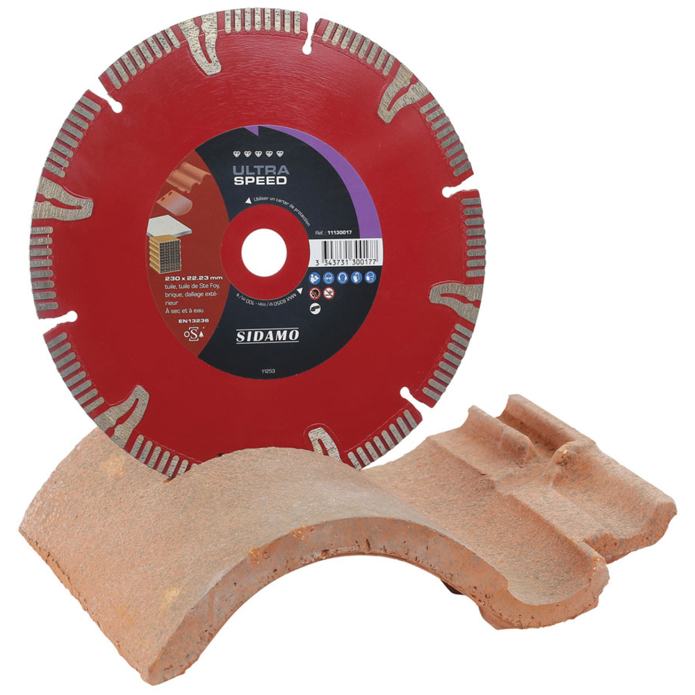 Disque diamant ULTRA SPEED pour tronçonnage de tuiles, briques et dallages à sec ou à eau SIDAMO - 11130017