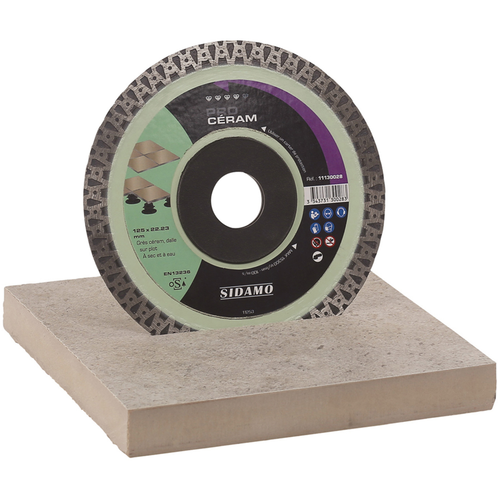 Disque diamant PRO CÉRAM pour tronçonnage à sec et à eau de grès céram, dalle sur plot SIDAMO - 11130028